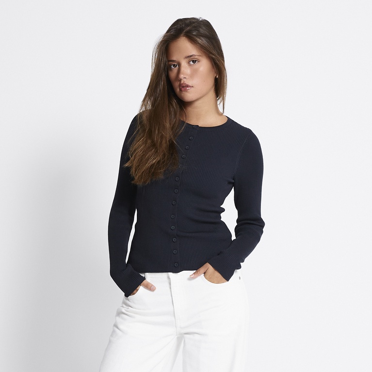 Ribbstickad kofta "Violet"